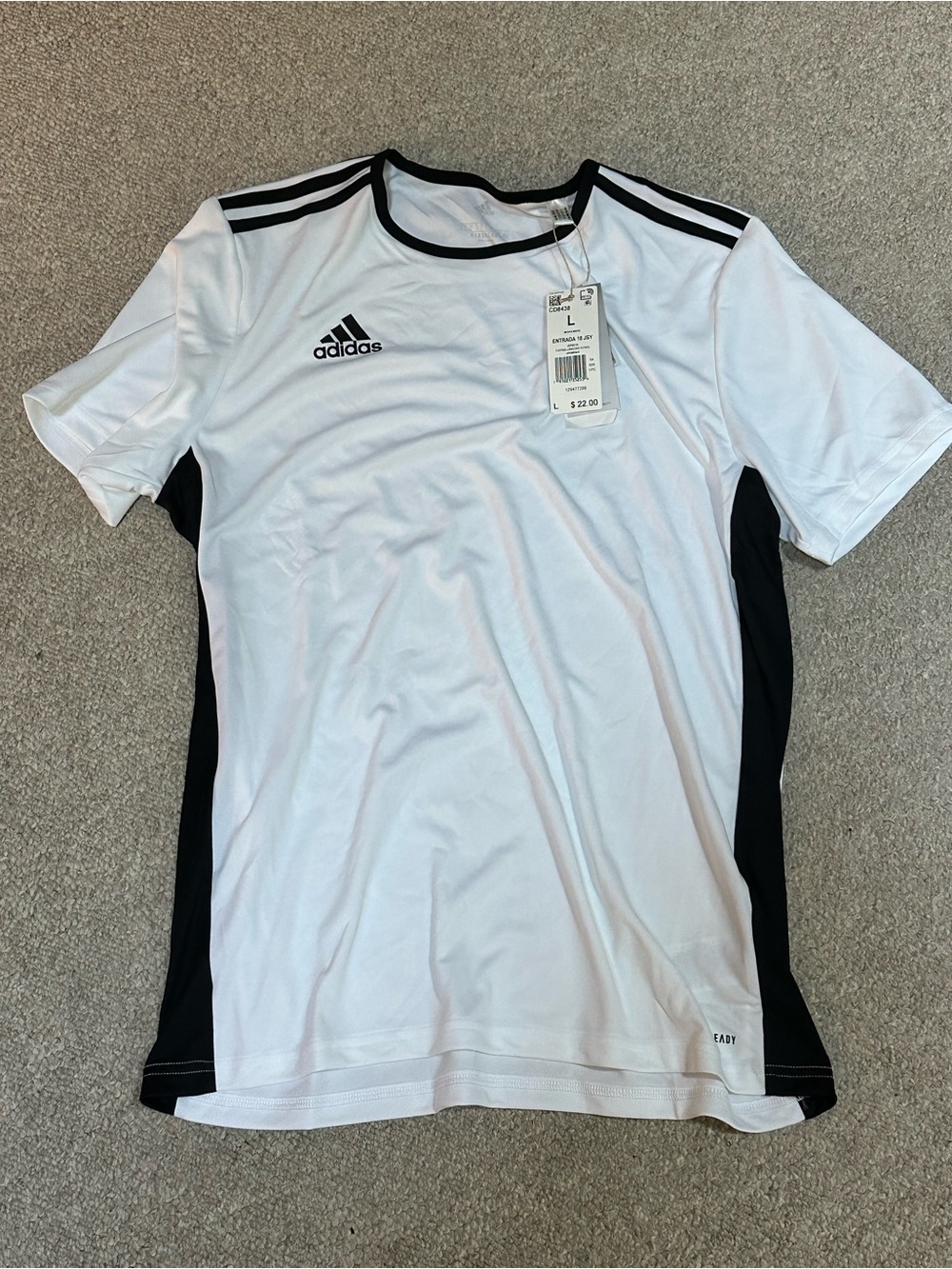 adidas White and Black Short Sleeve Athletic Tee